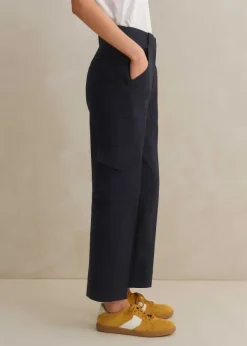 Hot ME+EM Smart Cargo Slim Crop Trouser Navy