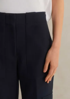 Hot ME+EM Smart Cargo Slim Crop Trouser Navy