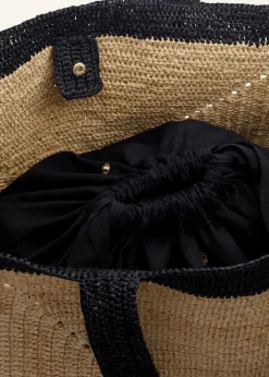 Online ME+EM Soft Raffia Tote Natural/Black