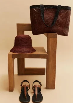 Clearance ME+EM Soft Raffia Tote Cinnamon/Black