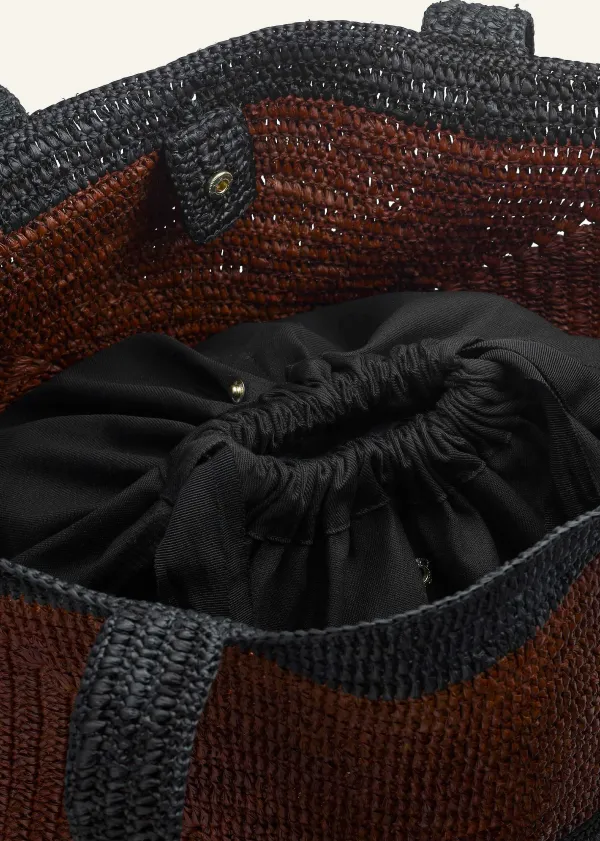 Clearance ME+EM Soft Raffia Tote Cinnamon/Black