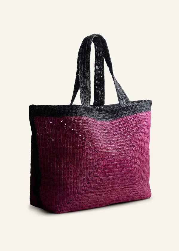 Online ME+EM Soft Raffia Tote Purple/Black