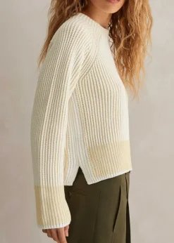 Hot ME+EM Soft-Touch Cotton Rib Weekend Jumper Soft White/Ecru