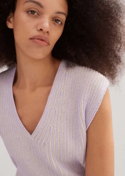 ME+EM Soft-Touch Rib Cotton Knit Vest Dusted Lilac/Fresh Lemon