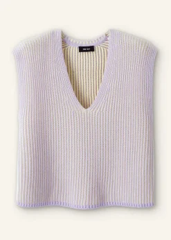 ME+EM Soft-Touch Rib Cotton Knit Vest Dusted Lilac/Fresh Lemon