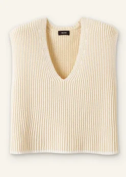 ME+EM Soft-Touch Rib Cotton Knit Vest Soft White/Ecru