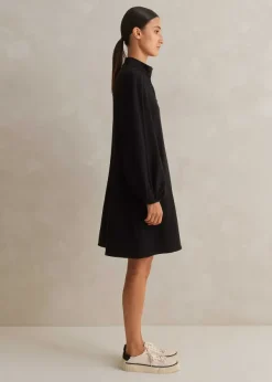 Sale ME+EM Sporty Jacquard Zip Up Swing Dress Black