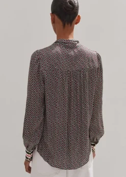 Sale ME+EM Star Flower Print Pussybow Blouse Electric Pink/Black/Beige