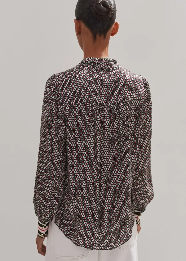 Sale ME+EM Star Flower Print Pussybow Blouse Electric Pink/Black/Beige