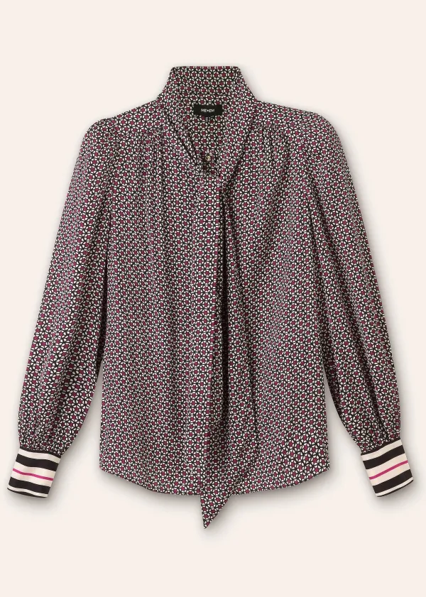 Sale ME+EM Star Flower Print Pussybow Blouse Electric Pink/Black/Beige