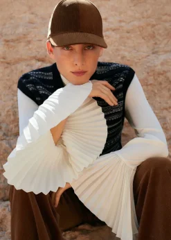 ME+EM Statement Pleat Sleeve Top Light Cream