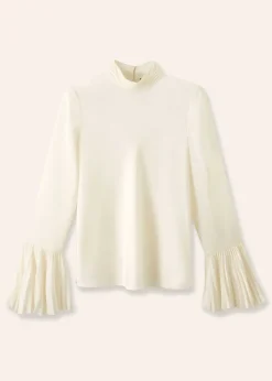 ME+EM Statement Pleat Sleeve Top Light Cream