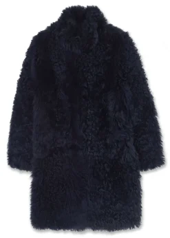 New ME+EM Statement Shearling Coat Navy