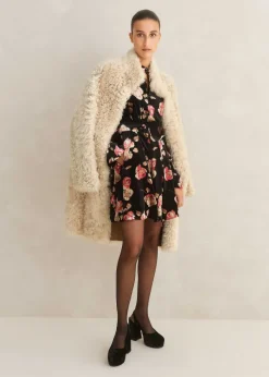 Hot ME+EM Statement Shearling Coat Cream