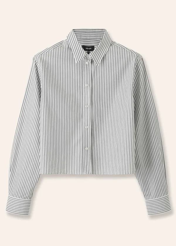 Outlet ME+EM Stripe Boxy Crop Shirt Black/Soft White