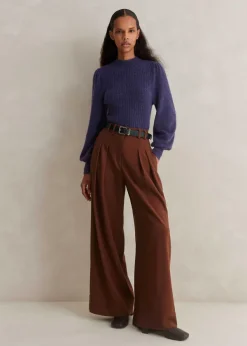 Clearance ME+EM Superfine Alpaca Pouf Sleeve Jumper Blueberry