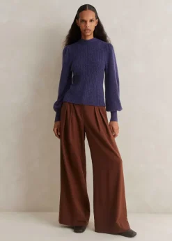 Clearance ME+EM Superfine Alpaca Pouf Sleeve Jumper Blueberry