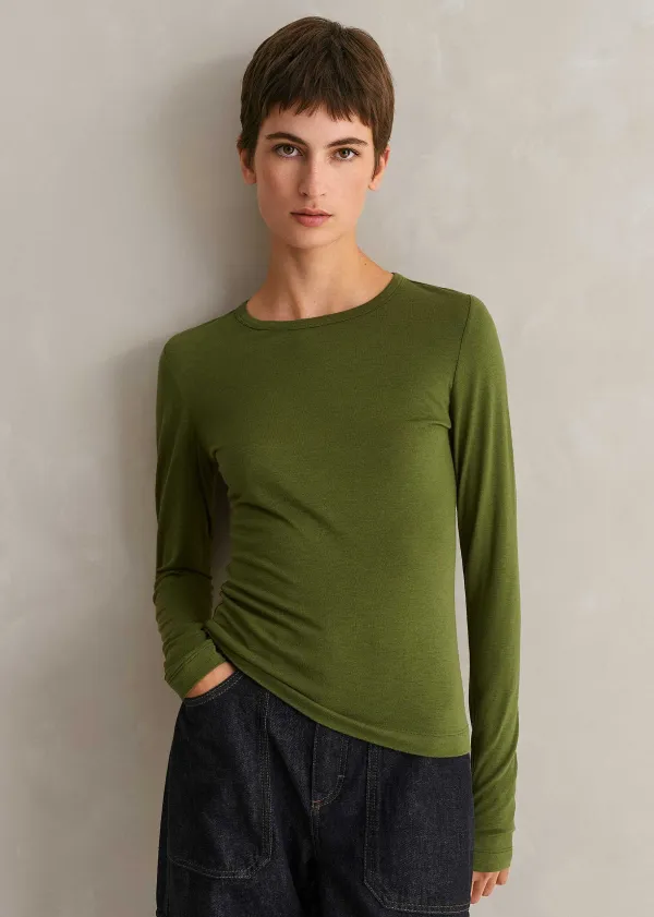 Clearance ME+EM Supersoft Jersey Long Sleeve Top Bright Olive Moulin