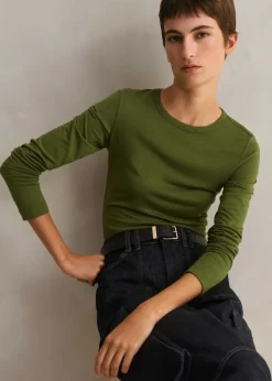 Clearance ME+EM Supersoft Jersey Long Sleeve Top Bright Olive Moulin
