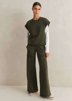 New ME+EM Sweatshirting Wide-Leg Trouser Olive