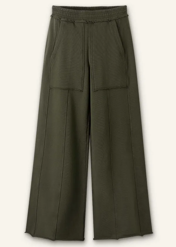 New ME+EM Sweatshirting Wide-Leg Trouser Olive