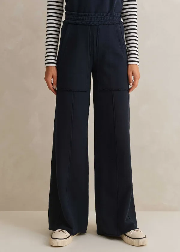 Hot ME+EM Sweatshirting Wide-Leg Trouser Navy