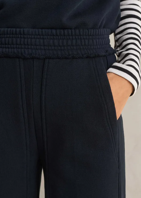 Hot ME+EM Sweatshirting Wide-Leg Trouser Navy