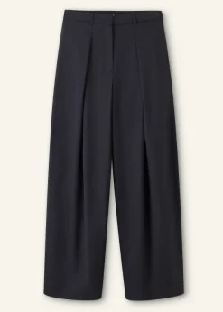 ME+EM Tailored Wide Tapered Trouser + Belt Navy