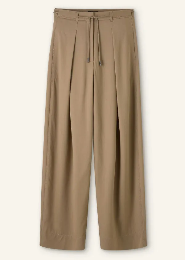 Online ME+EM Tailored Wide Tapered Trouser + Belt Taupe