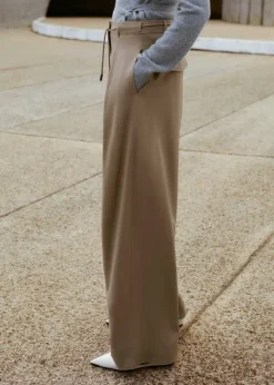 Online ME+EM Tailored Wide Tapered Trouser + Belt Taupe