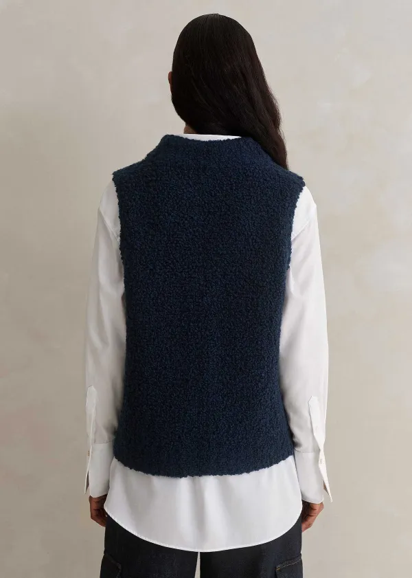 Discount ME+EM Teddy Merino Boucl Zip Vest French Navy