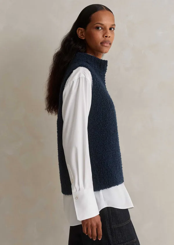 Discount ME+EM Teddy Merino Boucl Zip Vest French Navy