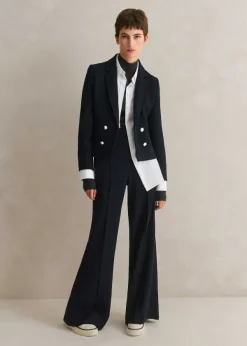 Sale ME+EM Textured Bracelet Sleeve Contour Jacket Navy