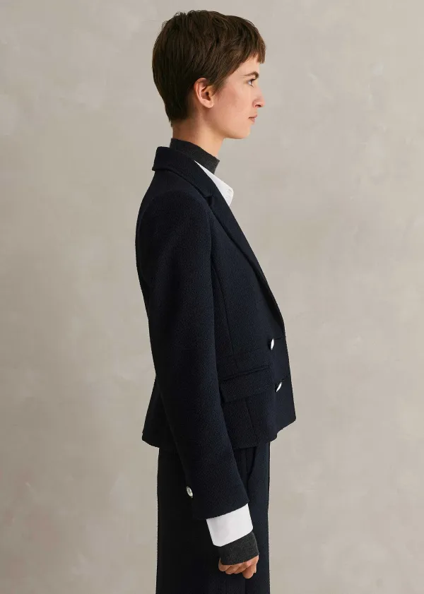 Sale ME+EM Textured Bracelet Sleeve Contour Jacket Navy