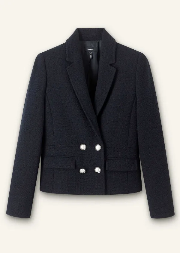 Sale ME+EM Textured Bracelet Sleeve Contour Jacket Navy