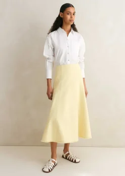 Discount ME+EM Textured Cotton-Blend Skirt Custard