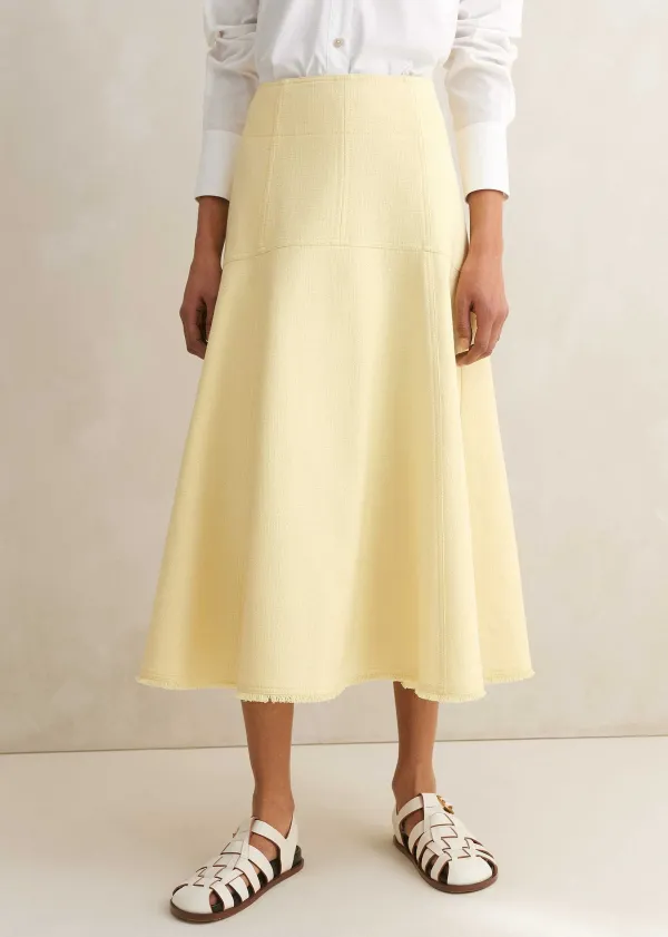 Discount ME+EM Textured Cotton-Blend Skirt Custard