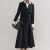Outlet ME+EM Textured Cotton-Blend Skirt + Jacket Co-Ord Blue