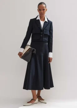 Outlet ME+EM Textured Cotton-Blend Skirt + Jacket Co-Ord Blue