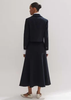 Outlet ME+EM Textured Cotton-Blend Skirt + Jacket Co-Ord Blue