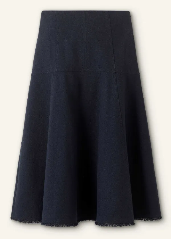 Online ME+EM Textured Cotton-Blend Skirt Navy