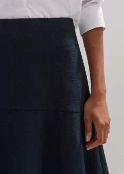 Online ME+EM Textured Cotton-Blend Skirt Navy