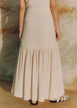 Discount ME+EM Textured High-Waisted Maxi Skirt Cream
