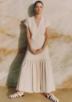 Discount ME+EM Textured High-Waisted Maxi Skirt Cream