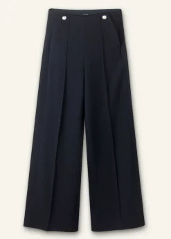 Hot ME+EM Textured High-Waisted Wide-Leg Trouser Navy