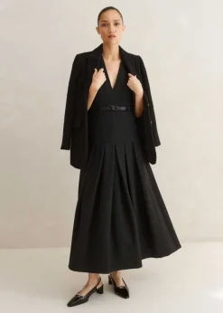 Online ME+EM Textured Midi Dress + Belt Black
