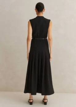 Online ME+EM Textured Midi Dress + Belt Black