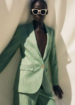 Sale ME+EM Textured Prince Of Wales Check Blazer Green/White