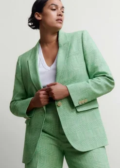 Sale ME+EM Textured Prince Of Wales Check Blazer Green/White