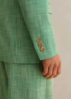 Sale ME+EM Textured Prince Of Wales Check Blazer Green/White